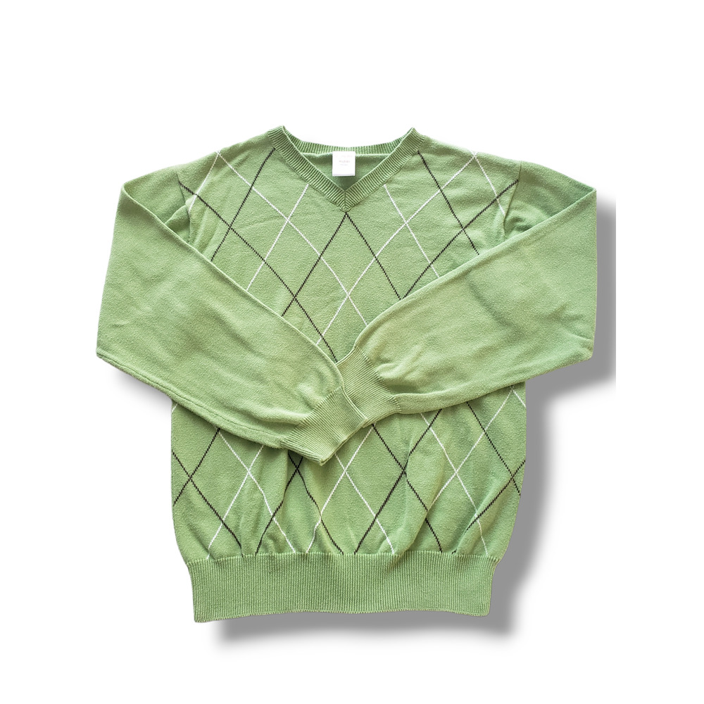 Gymboree Vintage Boys 7-8 Argyle Sweater Green